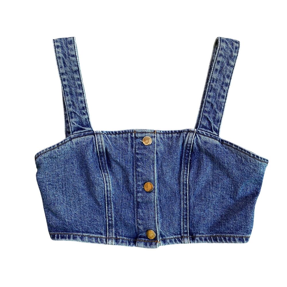 Reformation Jeans Chrissy Blue Denim Crop Top Size 4